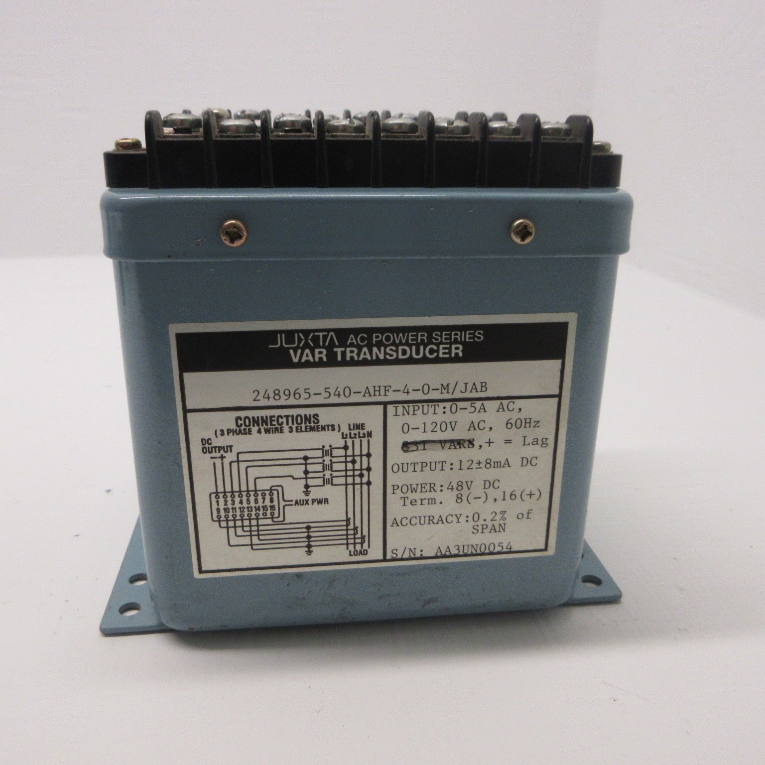 Yokogawa 248965-540-AHF-4-0-M/JAB Juxta AC Power Series Var Transducer 120V 831V