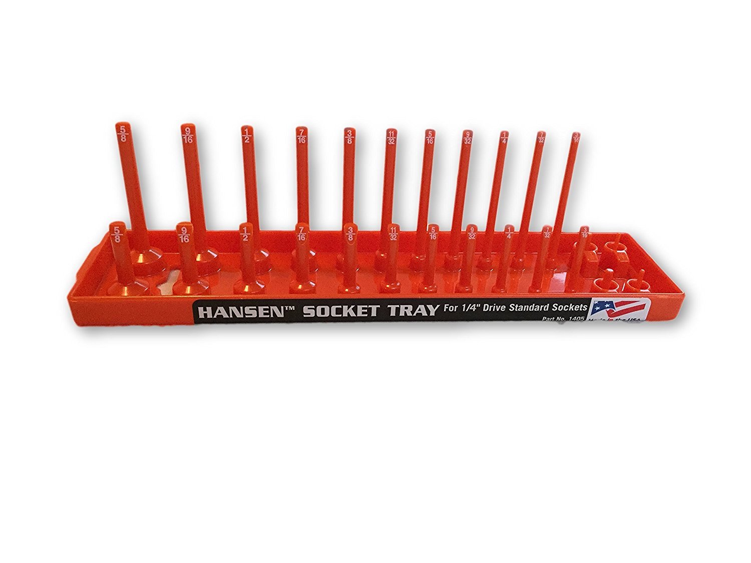 Hansen Global 1405 1/4? Drive Standard Regular & Deep Socket Holder  Orange