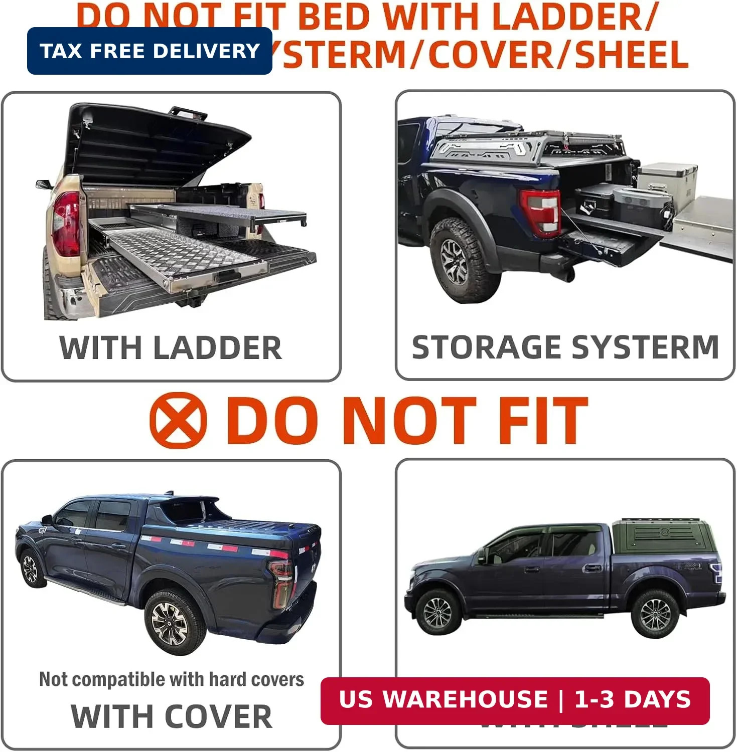 53″-62″ Adjustable Aluminum Tailgate Extender for Ram 1500 2500 Silverado Sierra
