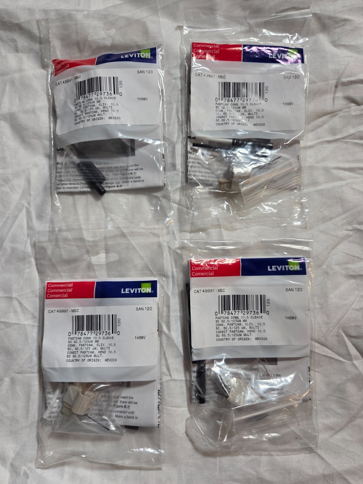 Lot of 4 New Leviton CAT 49991-MSC FastCAM 10.5 Cleave SC 62.5/125 UM