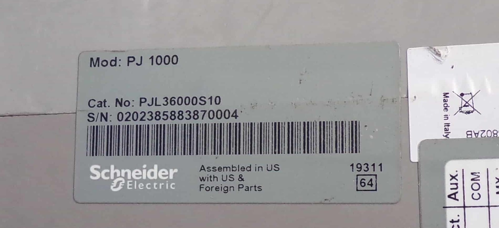 SQUARE D CIRCUIT BREAKER PJL36000S10 1000A 600V 3P 1YR WARRANTY