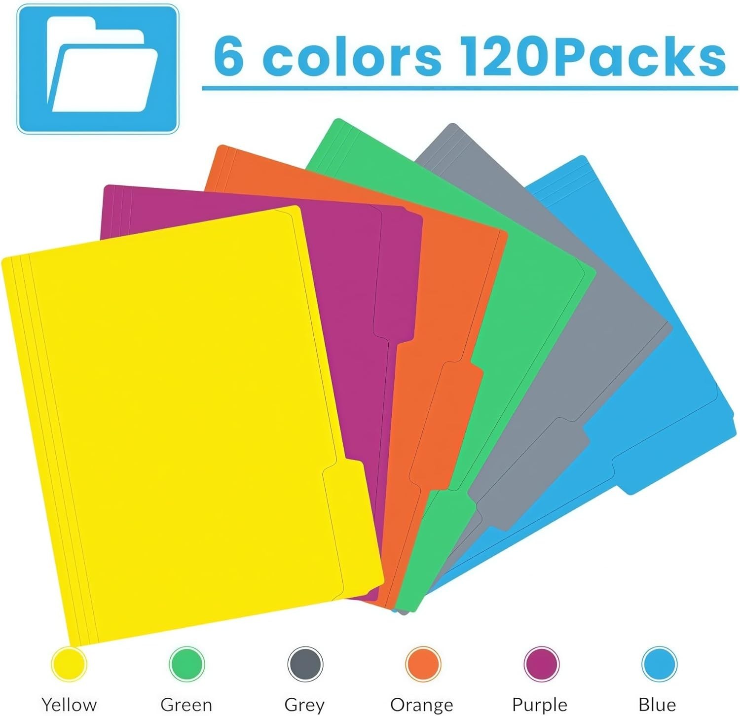 8/30/120 Pack Colored File Folders, 1/3 Cut Tab Letter Size 8.5″ x 11″ Manila