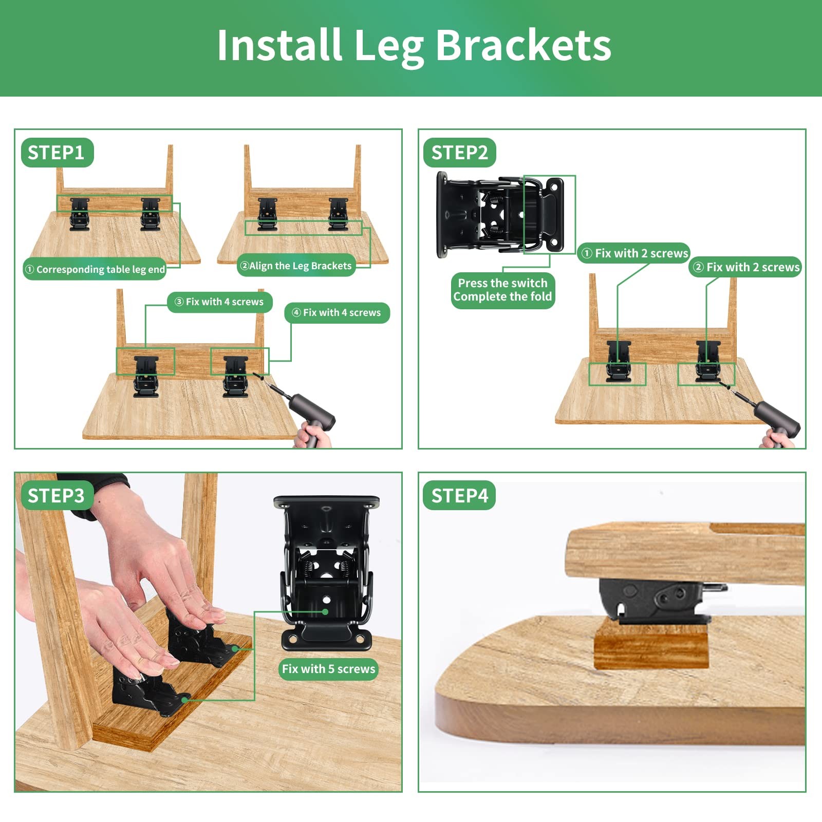 4 Pack Folding Brackets 0-90 Degrees Folding Table Legs Brackets Heavy Duty L…