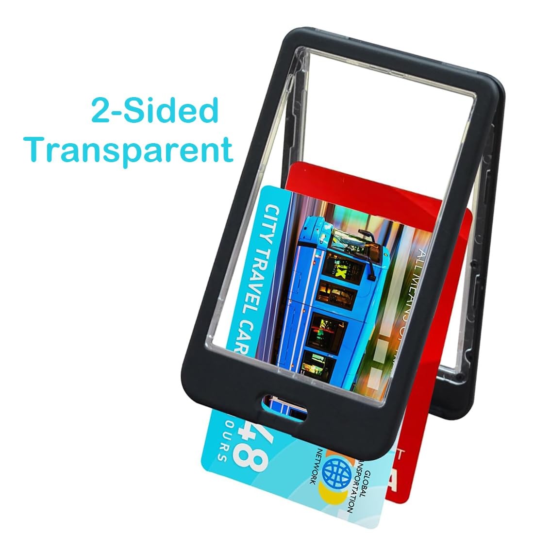 20 Pack ID Badge Holder with Double-Sided Transparent Windows, 20 Pack, Black