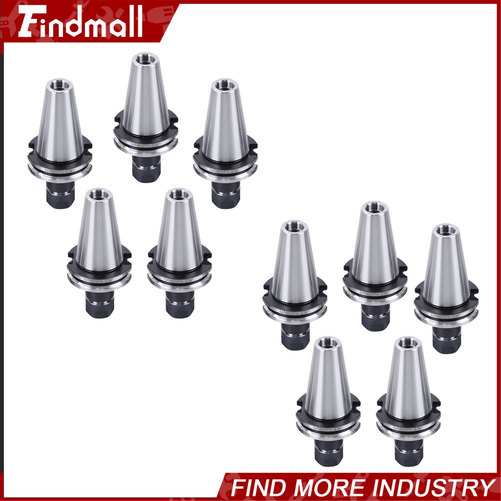 Findmall 10× CAT40-ER16 Collet Chuck 70mm 2.76″ G2.5 20000RPM CNC Milling Tool