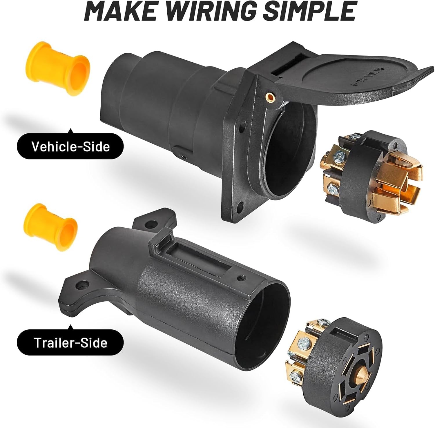 MECMO RV 7 Pin Male & Female Trailer Connector, Vehicle Side & Trailer End 7 Way