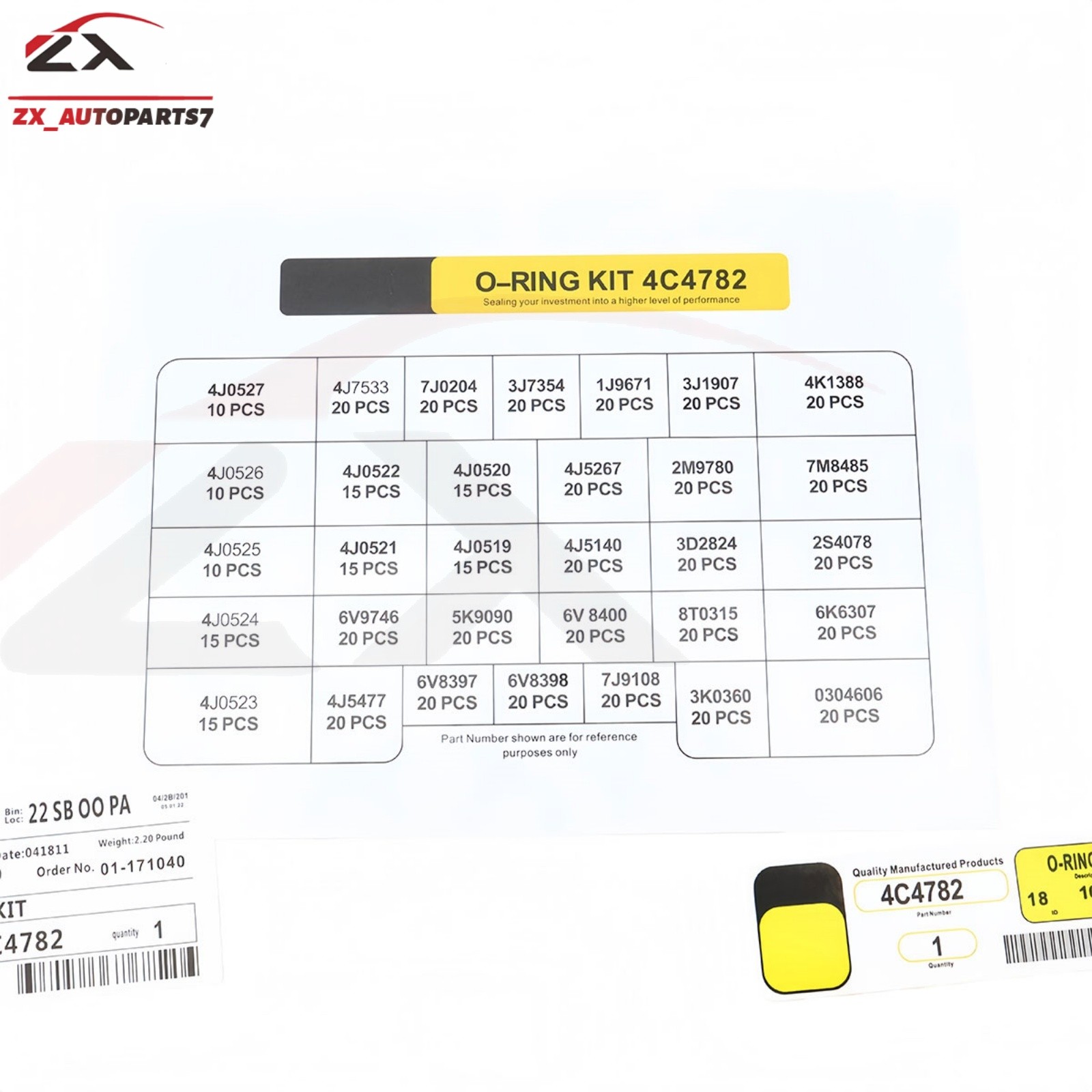 580Pcs Seal O-Ring Kit For SAE STOR ORFS 61 62 Nitrile90 4C-4782