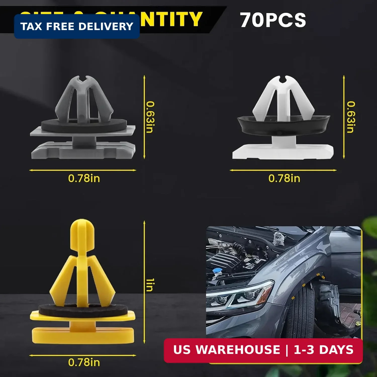 71 Pcs Fender Flare Rocker Panel Moulding Clips, Wheel Flare Clips & Trim Panel