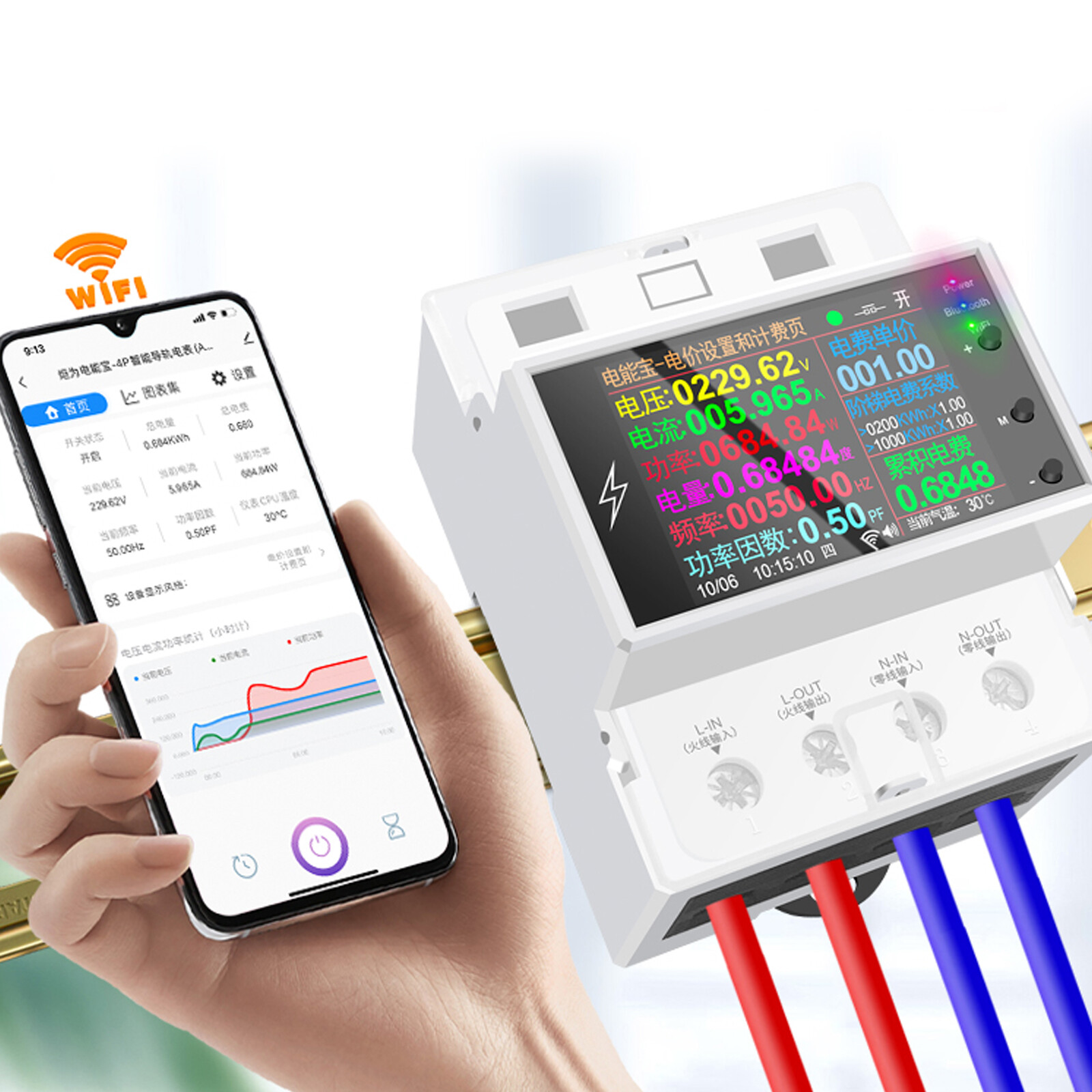 AC110V 220V Smart Life Din Rail WIFI Smart Energy Meter Timer Power 100A 50/60Hz