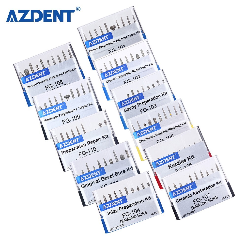 10 Boxes Mango de alta velocidad de diamante ultragrueso dental FG1.6mm 450,000