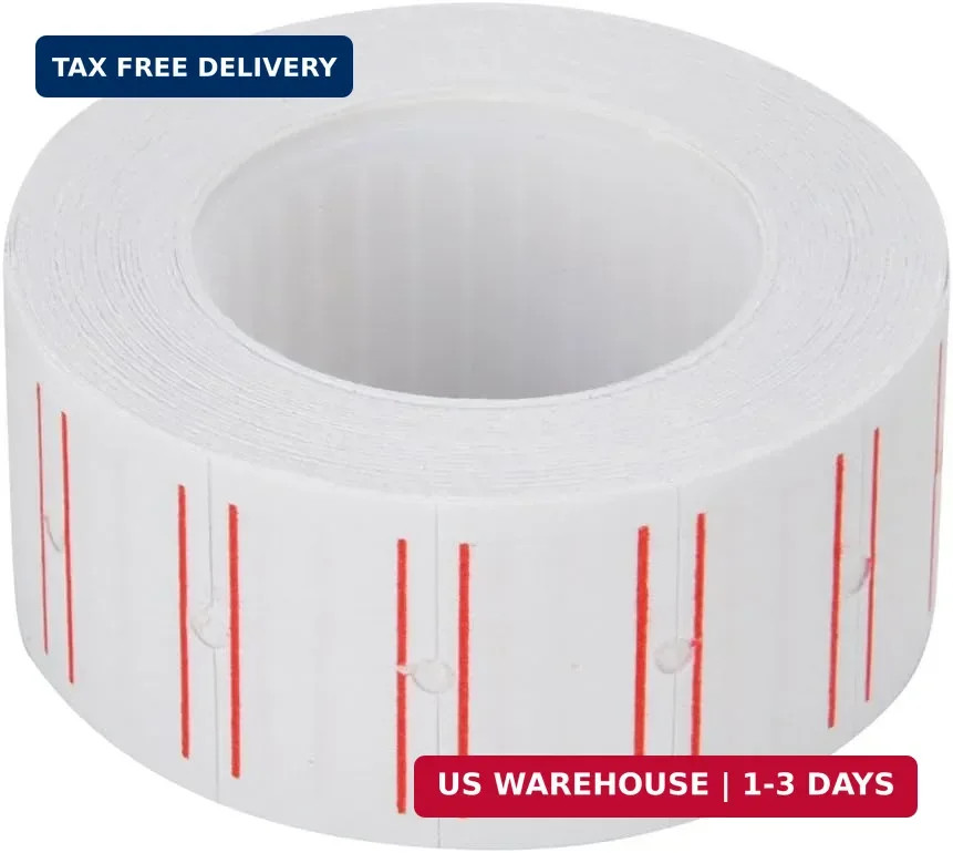 MFLABEL 10 Rolls 6000 White Price Gun Labels for Mx-5500 – with Double Red Line
