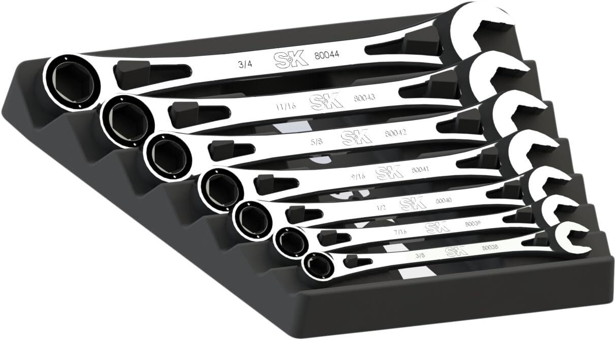 SK Tools X-Frame 6Pt Fractional Combination Wrench Set 7 Piece (80049)
