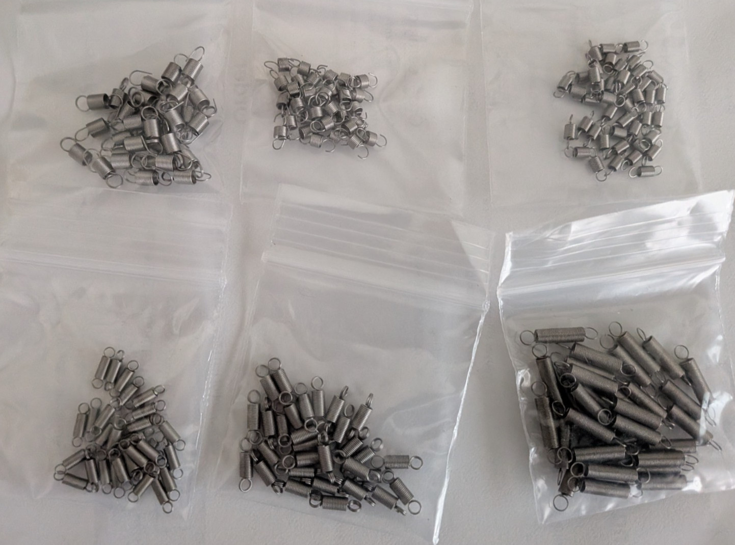 Variety lot of 150 Micro / Miniature / Tiny tension extension springs 6 types
