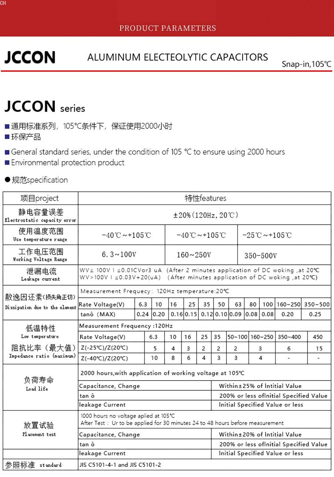 6.3V-450V High Frequency LOW ESR