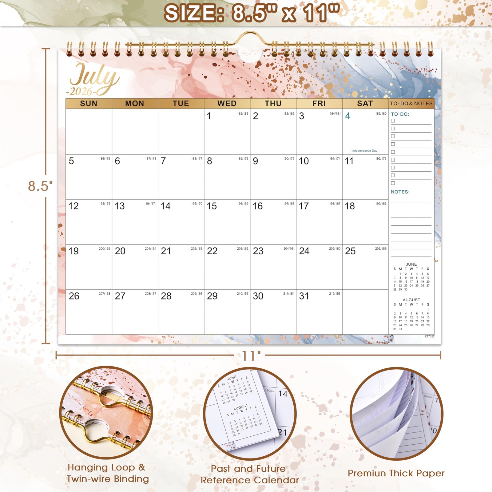 2026-2027 Wall Calendar, 11″ x 8.5″, July 2026 to December 2027 x 8.5″