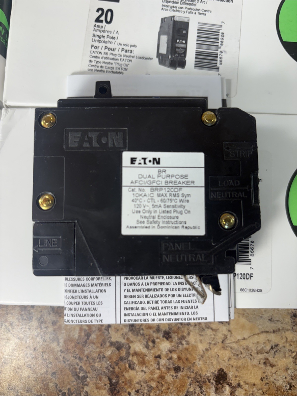 10PCS CUTLER HAMMER EATON BRP120DF 20A AFCI/GFCI PLUG ON NEUTRAL NEW IN BOX