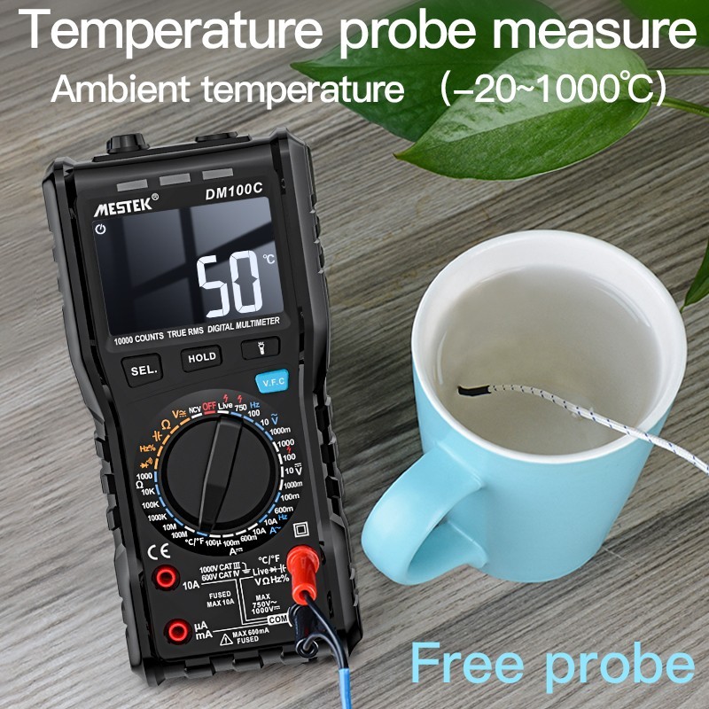DM100C Digital Multimeter Current Voltage Resistance Capacitance Temperature