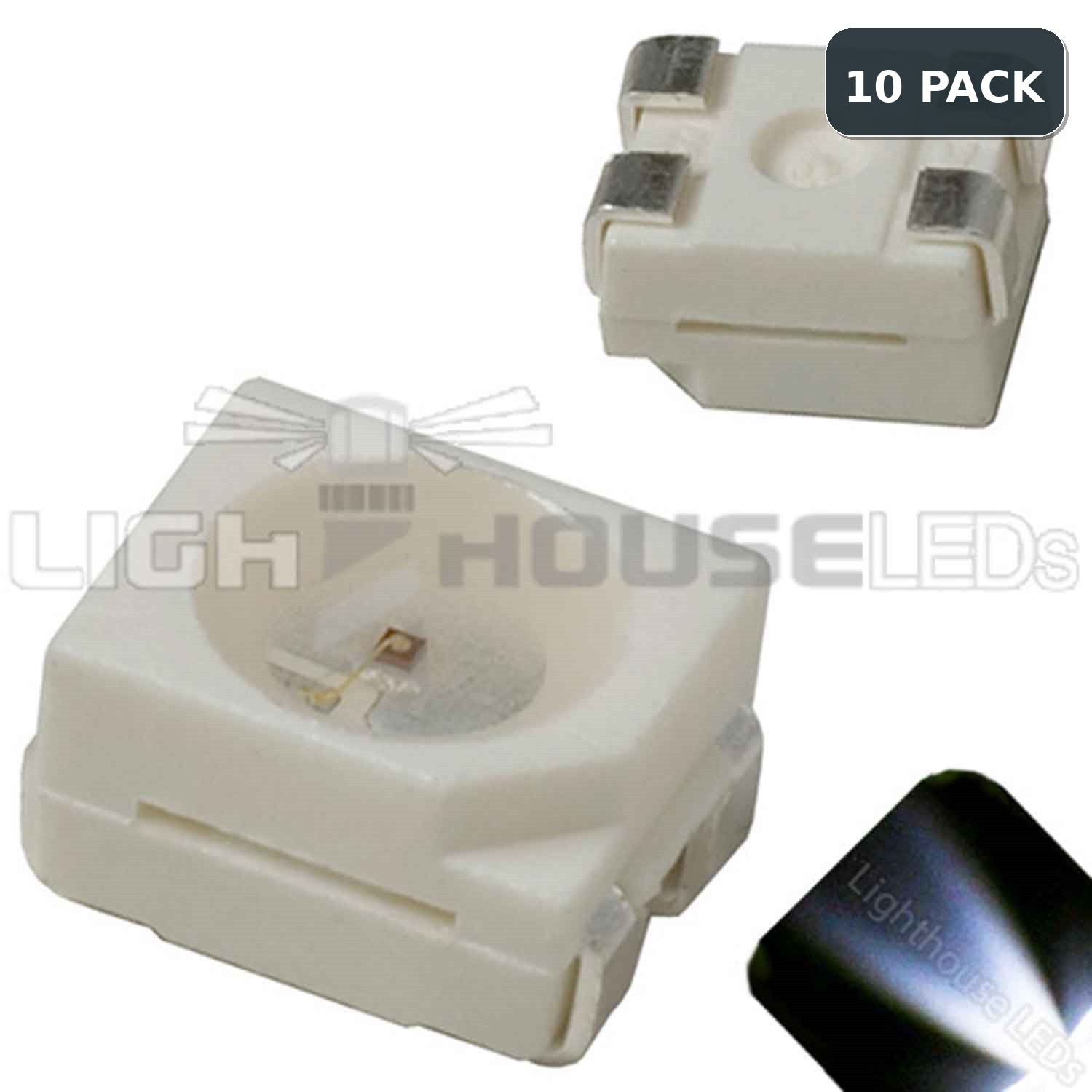 10 x LED PLCC4 1210 3528 Cool Clear White SMD LEDs Super Ultra Bright RC PLCC-4
