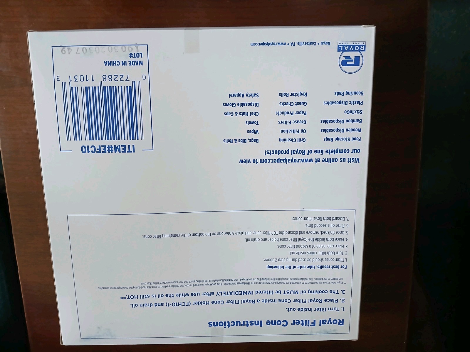 New 50 count sealed Royal EFC10 NON WOVEN FILTER CONES Restaurant/home