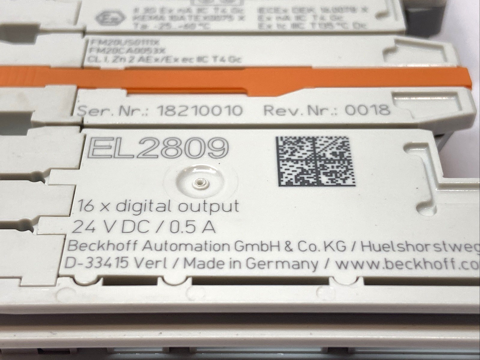 Beckhoff EL2809 EtherCAT Terminal, 16-Channel Digital Output, 24VDC, 0.5A