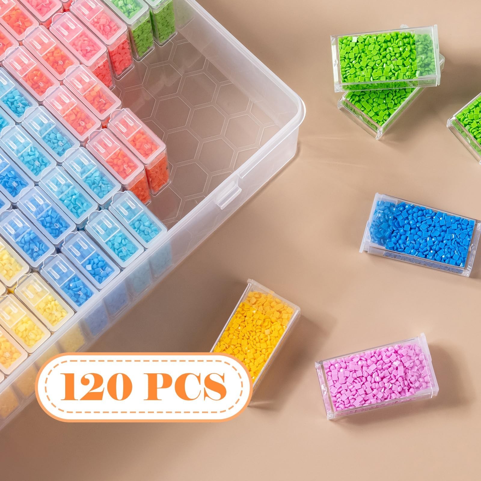Diamond Painting Storage Containers with Lids – 120PCS Portable Transparent P…