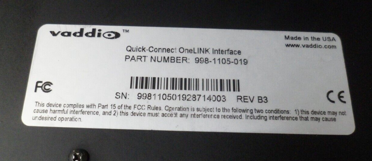 Vaddio 998-1105-019 Quick-Connect OneLINK Interface