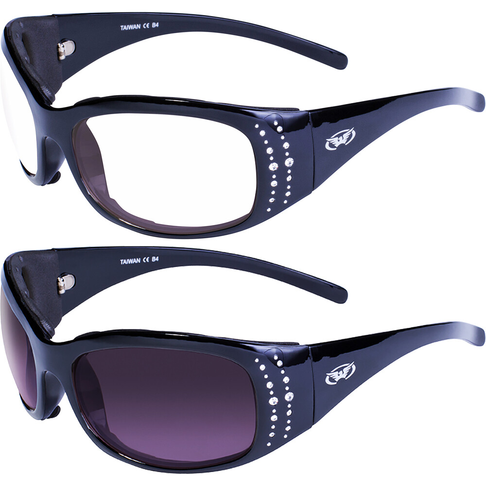 2 Pairs Global Vision Marilyn 2 Plus Womens Padded Sunglasses Clear + Smoke Lens