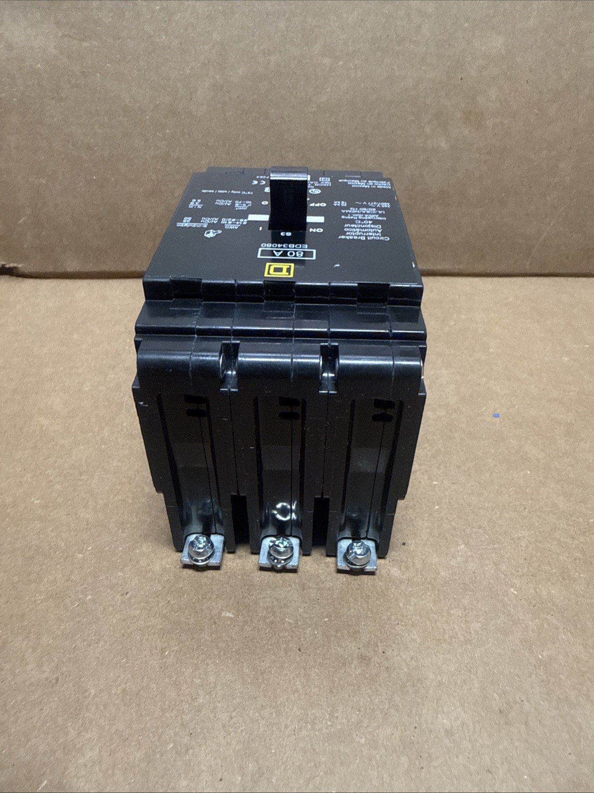 Square D EDB34080 Circuit Breaker 80A 3P 480V 3PH EDB 80 Amp 3 Pole New no box