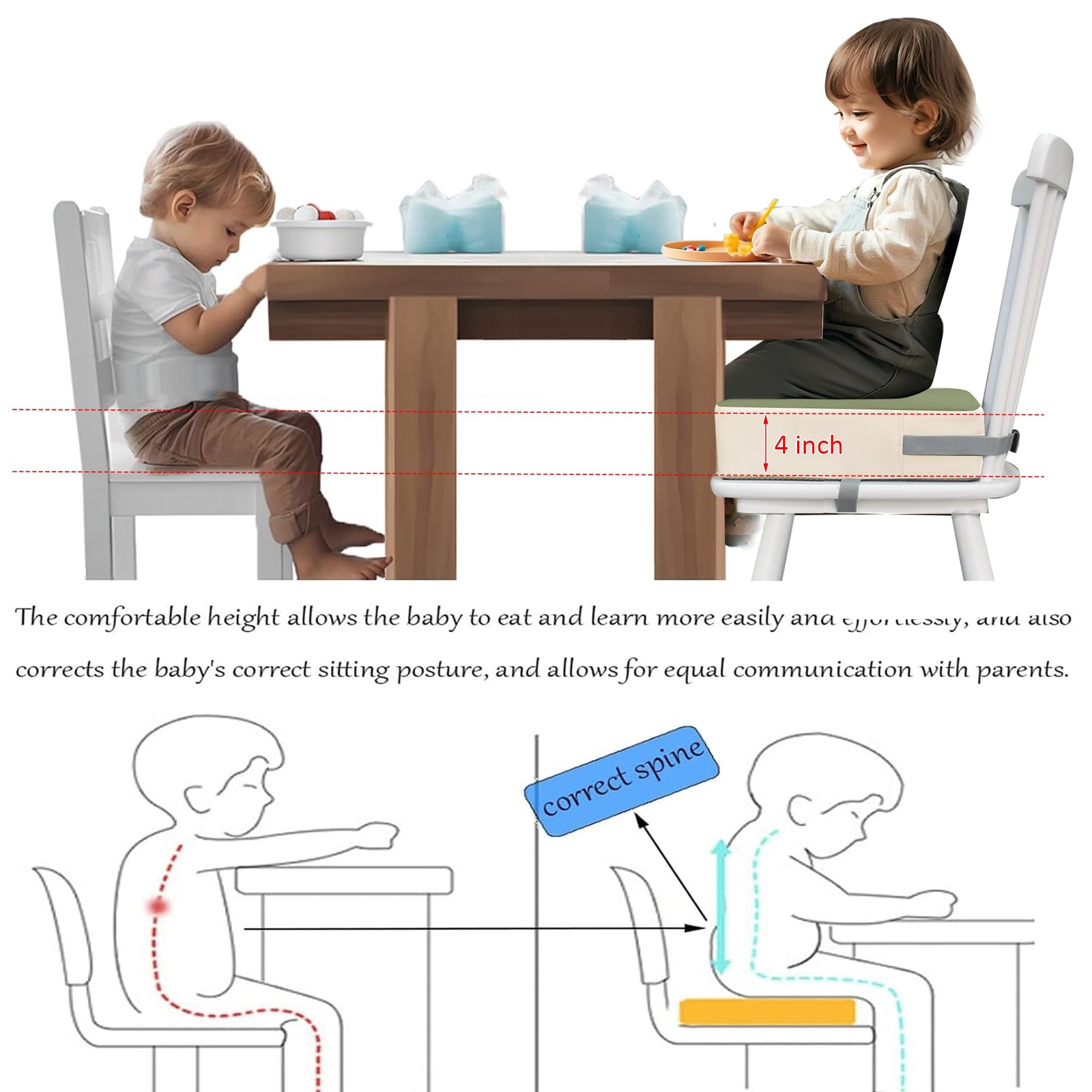 Eiury Toddler Booster Seat, Dining Table Kitchen Chair, Waterproof Anti-Scratch