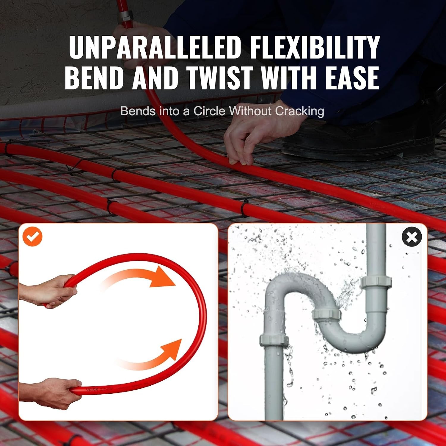Blue & Red PEX-A Pipe 3/4″, 200ft with Free Cutter Included