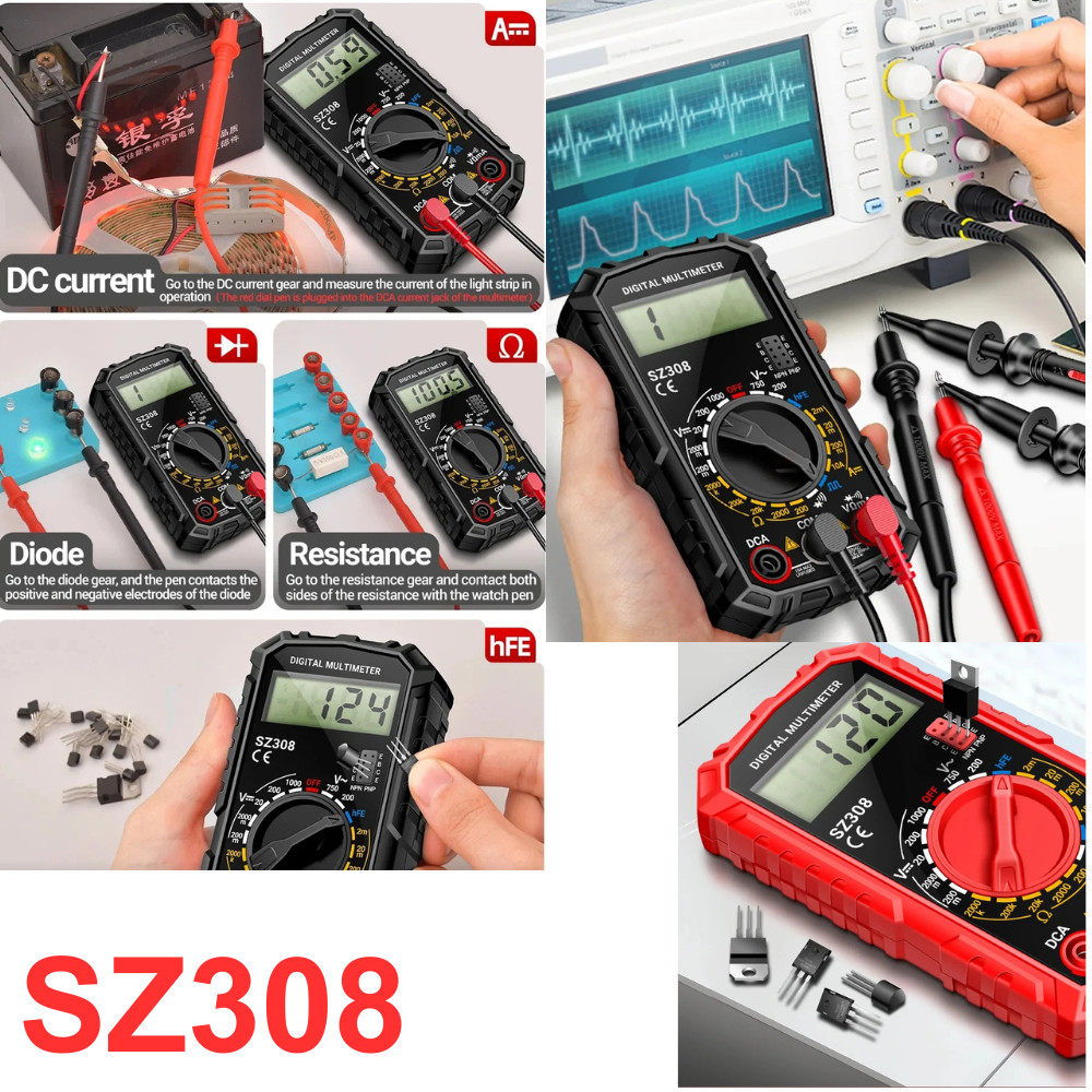 LCD Digital Multimeter Voltmeter Ammeter Ohmmeter Volt AC DC Tester Leads Meter