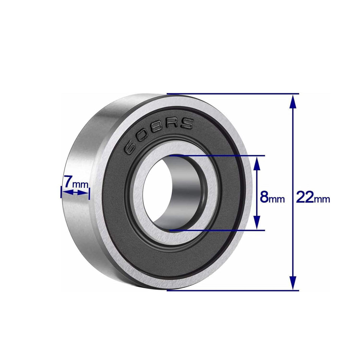 YAMASO 20 Pcs 608 2RS Ball Bearings – Bearing Steel and Double Rubber Sealed Min