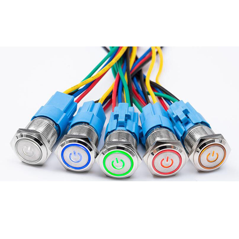 16mm 12V LED ON OFF Push Button Power Switch Latching with Wire Socket Harness