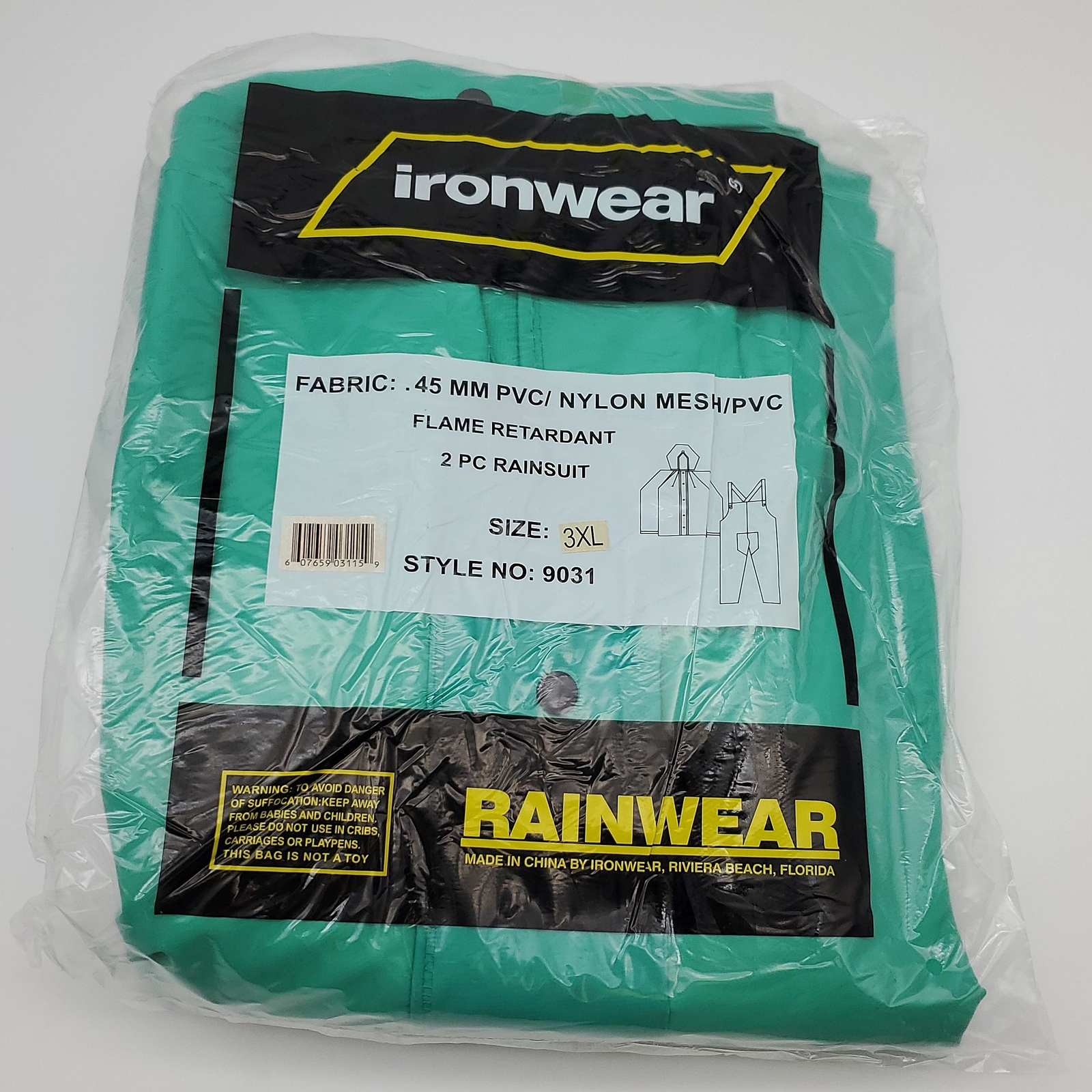Ironwear 9031 Rainsuit XXXL / 3XL Flame Resistant PVC Nylon Coverall & Jacket