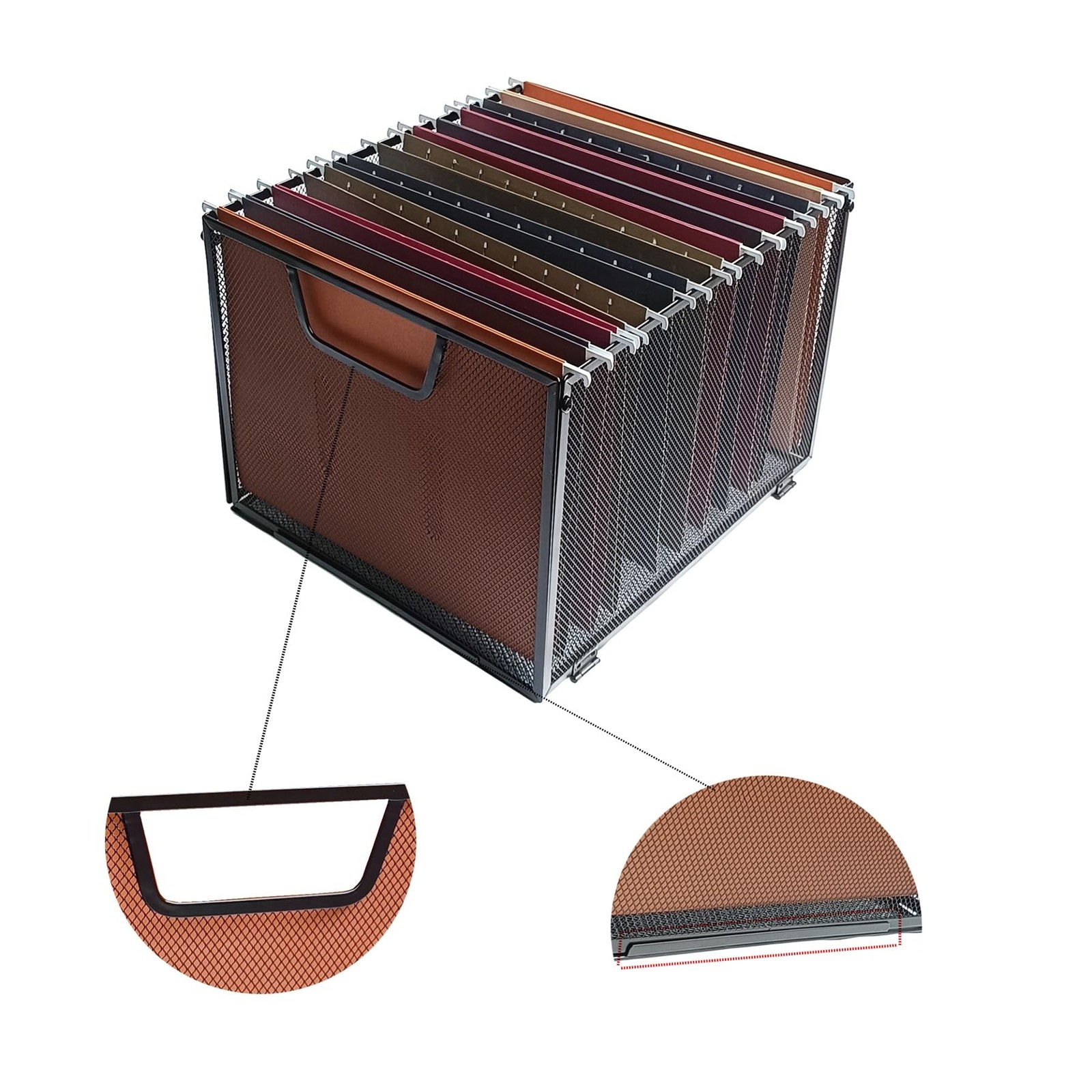 SREGGSIY 2 Pack Metal Hanging File Folder Organizer & Crate,Black Black