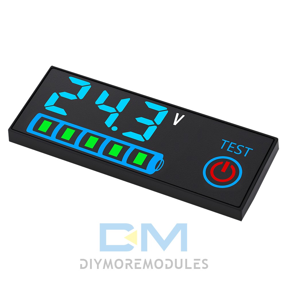 LED Voltage Acid/Li-ion Battery Level Indicator Display Panel w/Power-Off Memory