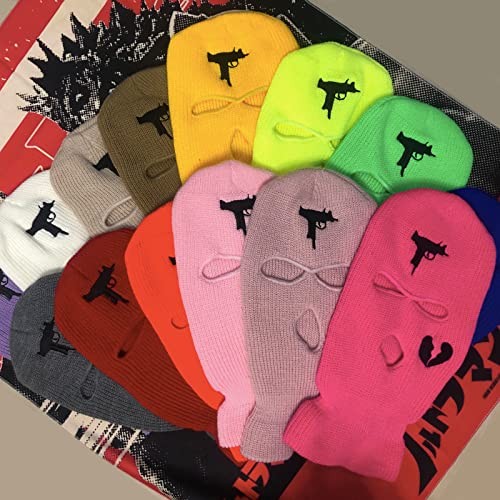 3 Hole UZI Balaclava Knitted Full Face Cover Ski Mask One Size, Apricot