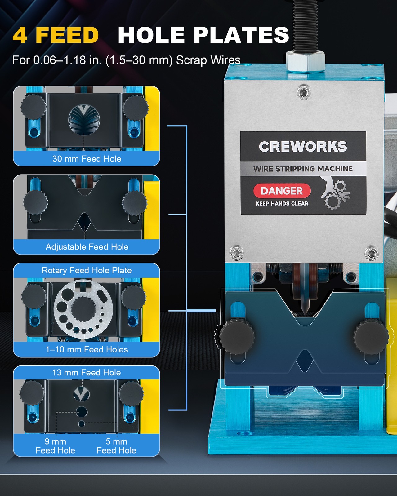 CREWORKS Automatic Electric Wire Stripping Machine 0.06-1 inch Wire Stripper