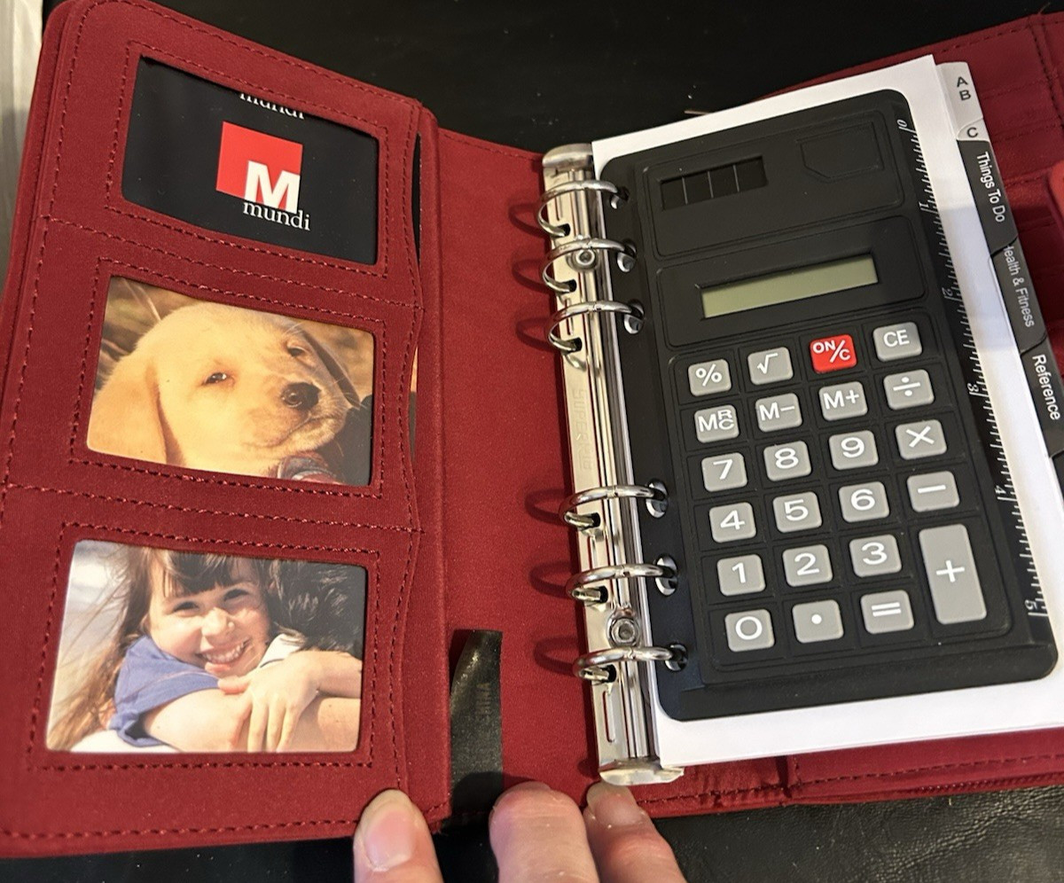 Mundi Red Faux Leather Zipper Personal Planner Organizer 7.5 in