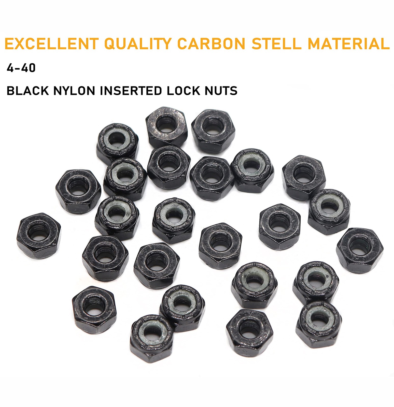 100 Piezas Tuercas De Seguridad Insertadas De Nailon 4-40 Negras Tuercas Aut…