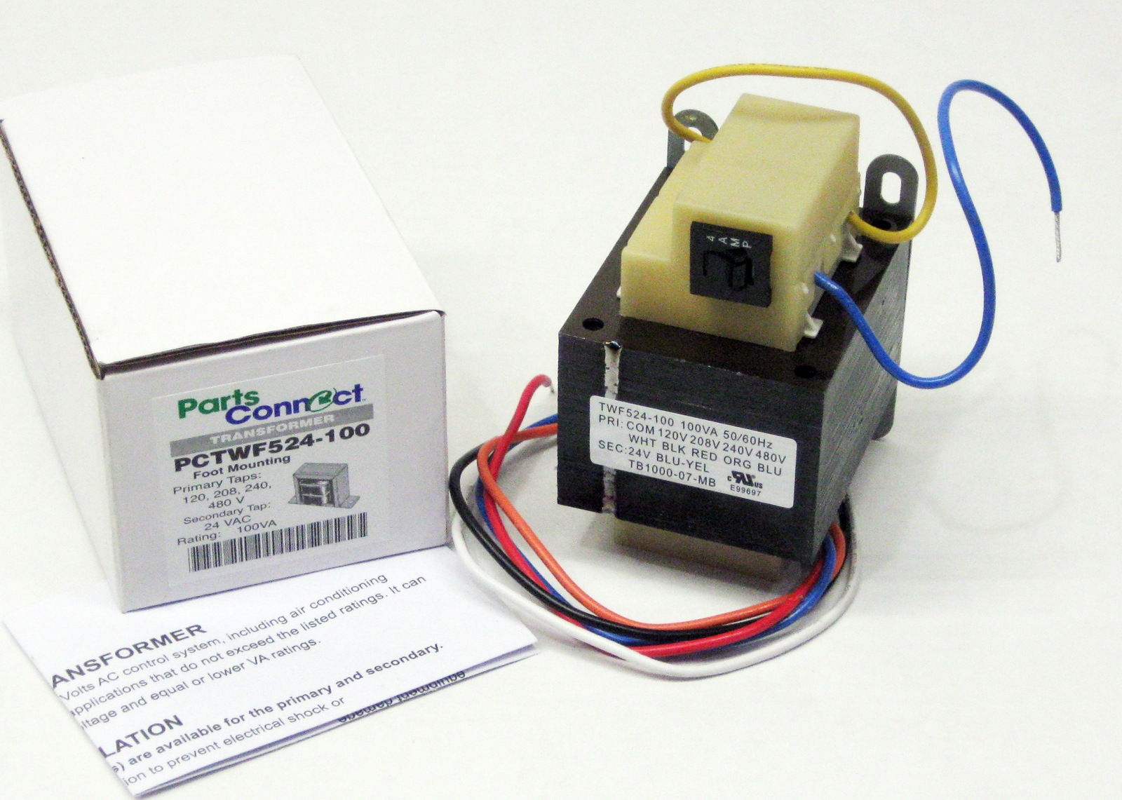 100VA Transformer Primary 120V 208V 240V 480V Volt 24V Secondary HVAC Furnace