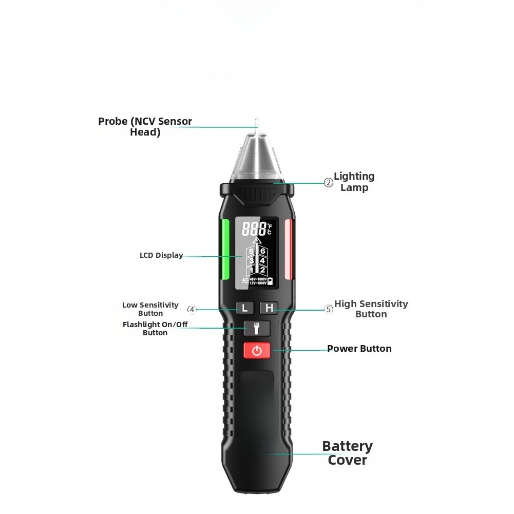 Non Contact AC Voltage Tester FY18S Large LCD Screen for Live Neutral Check