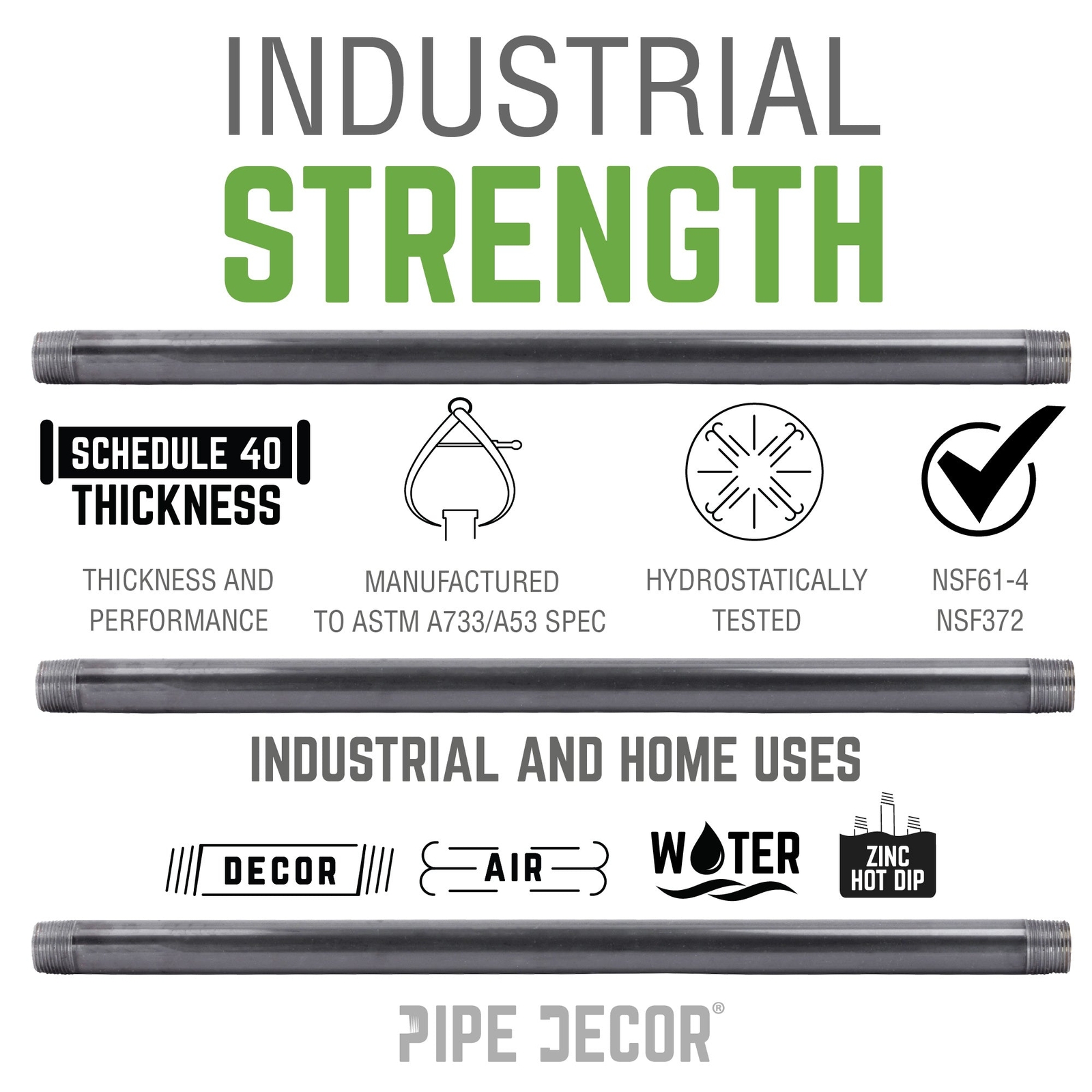 1 in. x 72 in. Galvanized Steel Pipe