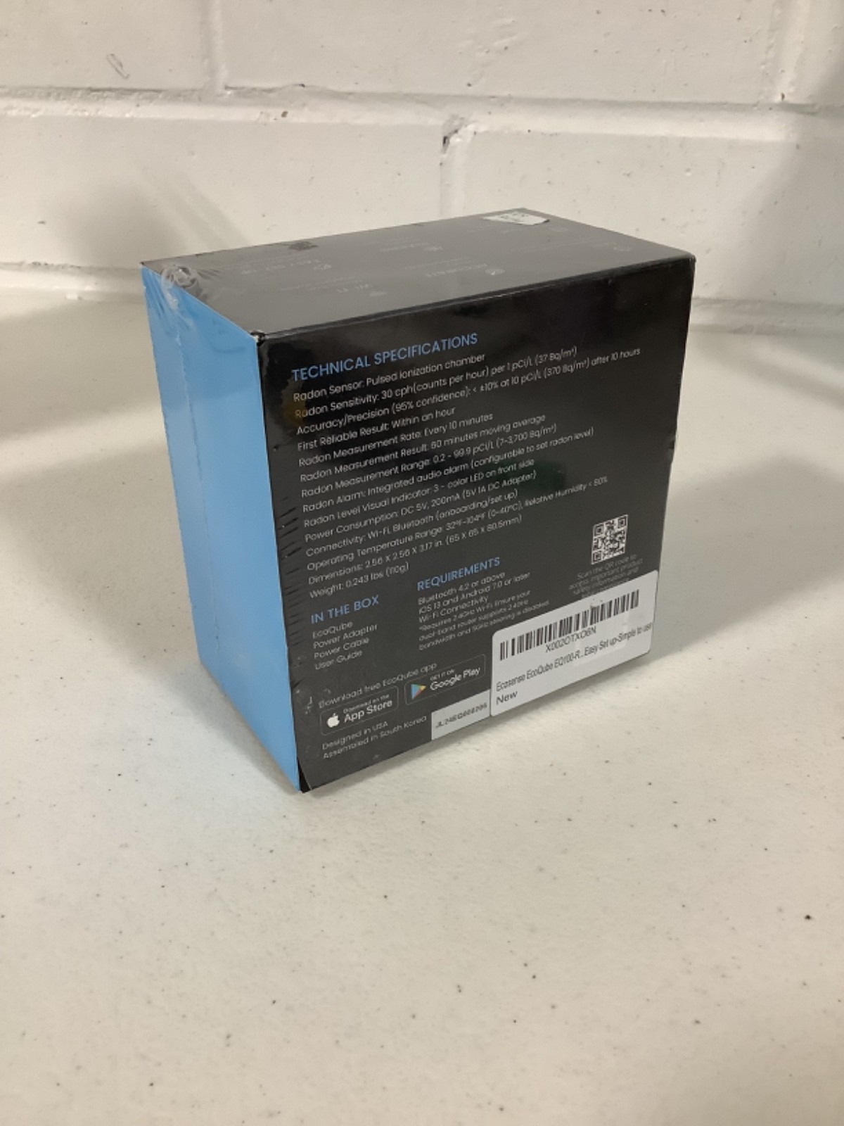 Ecosense EQ100R EcoQube, WiFi connected Digital Radon Detector,