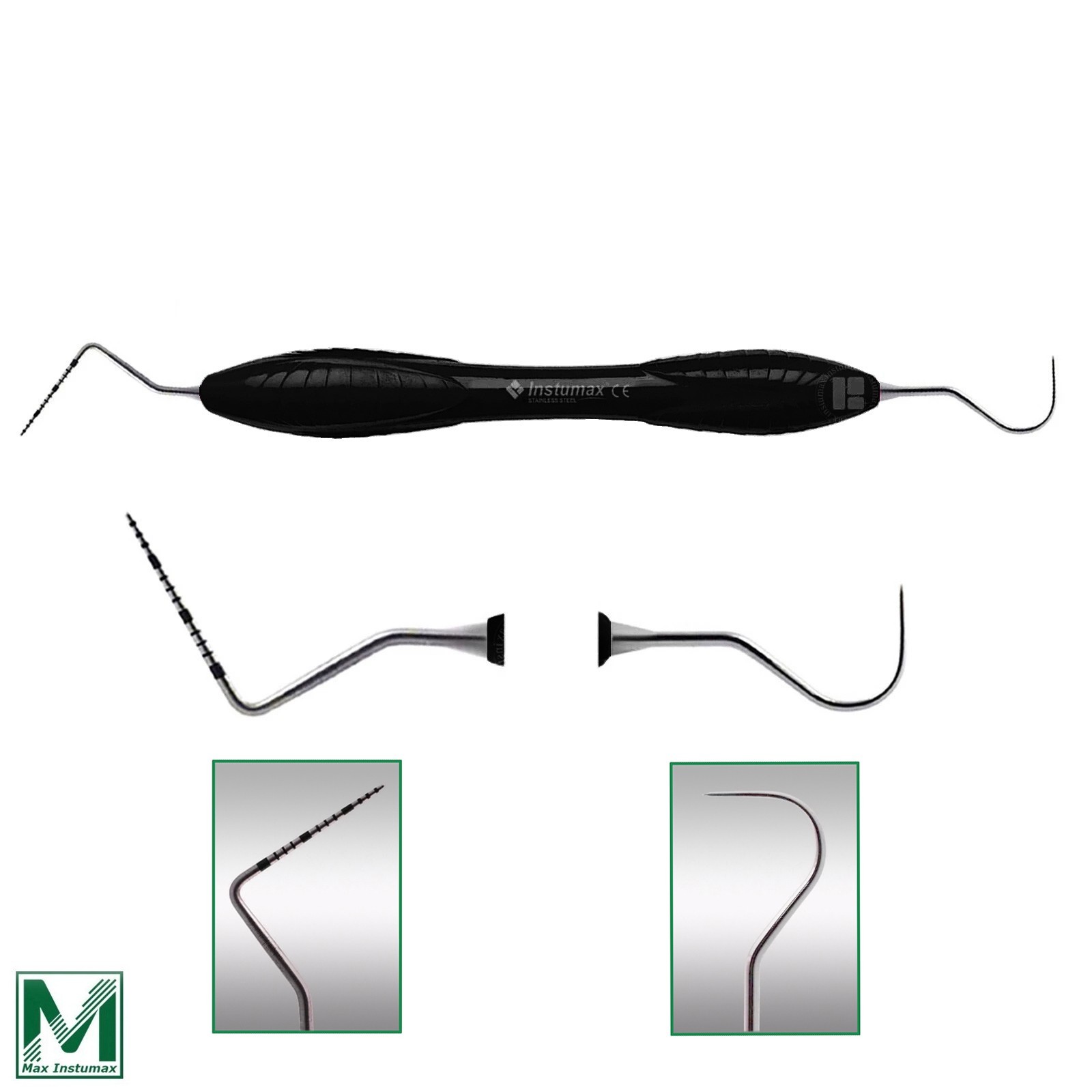10 Dental Perio Probe UNC 23/15 Explorer Instruments Silicone Handle Black