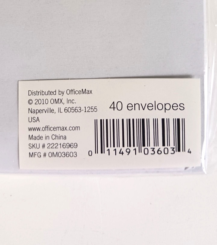 No. 10 Envelopes, Canterbury White, 3/40 packs = 120 pcs.