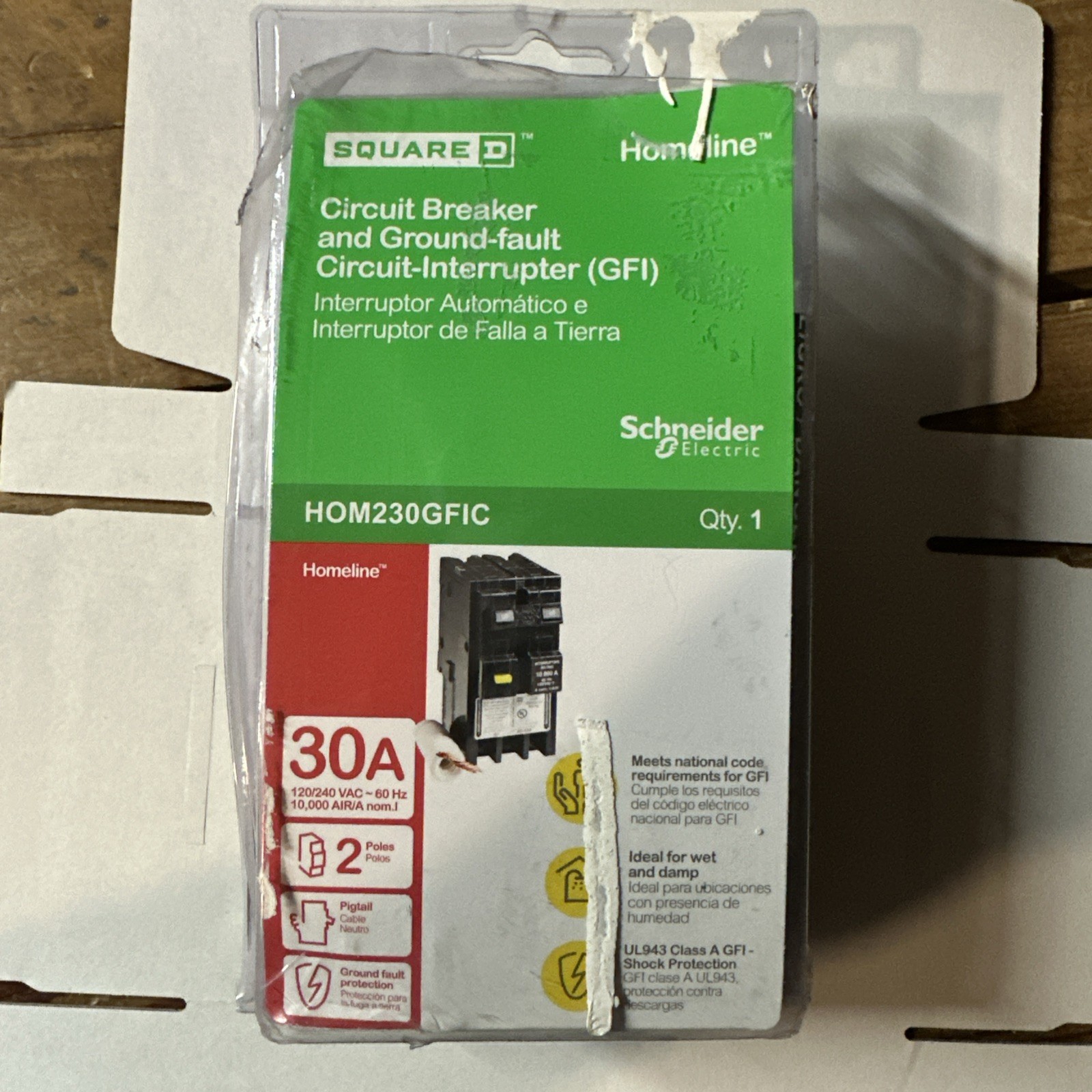 *Square D Homeline HOM230GFIC 30A Two Pole Circuit Breaker open box