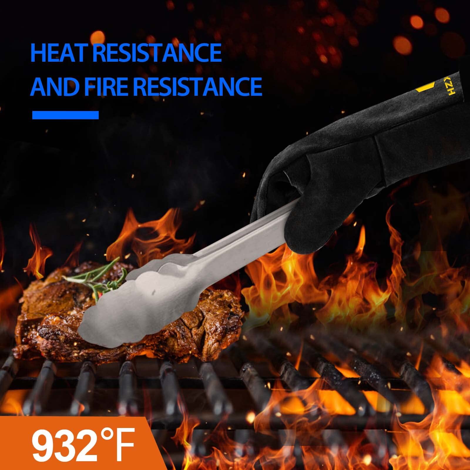 HITBOX 14‘’ 932°F Heat resistant Work Gloves Welding Gloves Grilling gloves BLK.