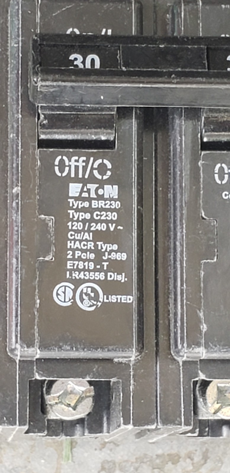 NEW (QTY 3) Eaton BR230 Circuit Breaker 30 Amp 2 Pole 120/240 Vac Type C230 HACR