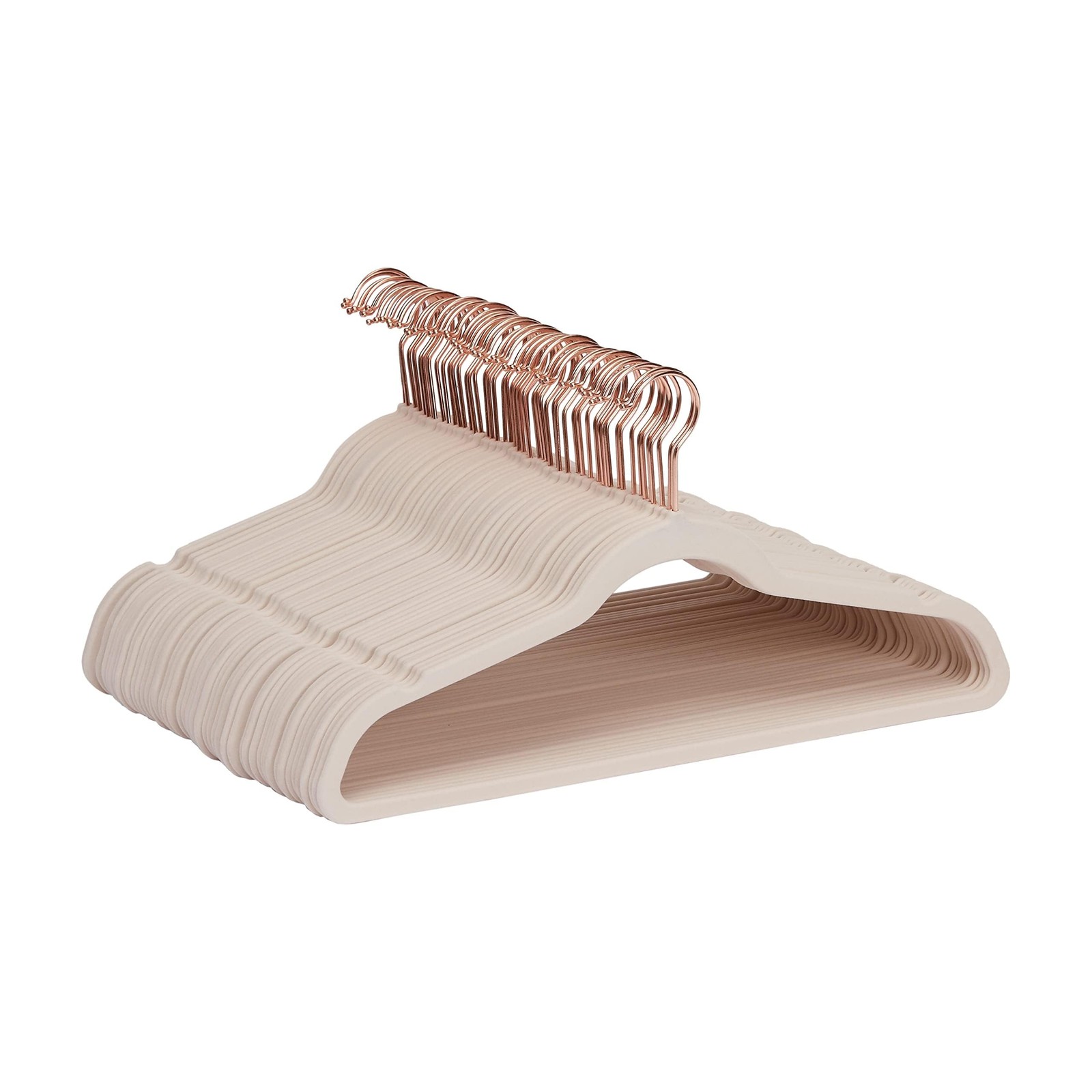 Amazon Basics Space Saving Slim Velvet Pack of 50, Blush Pink/Rose Gold